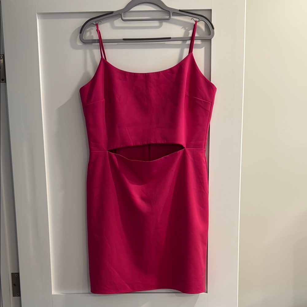Wayf Pink Asymmetrical Ruched Mini Dress